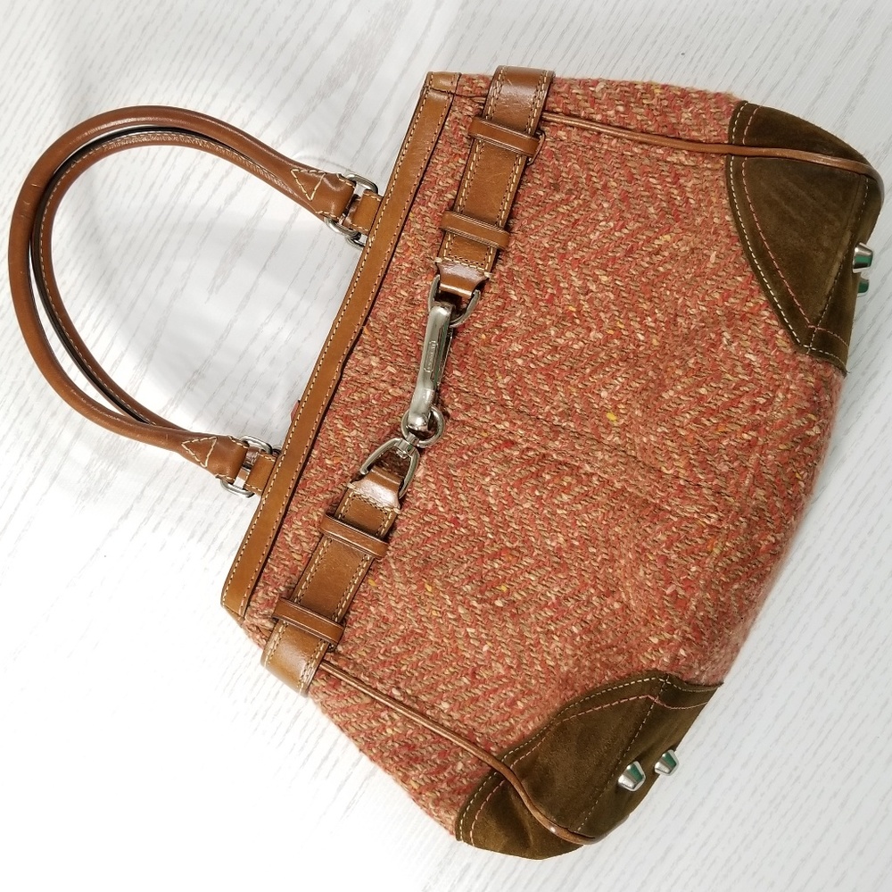 *Reposh* Coach Marron Tweed Wool Herringbone Bag - Picture 3 of 6